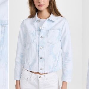 New L'AGENCE Janelle denim jacket in Light Blue acid wash Size Petite Small